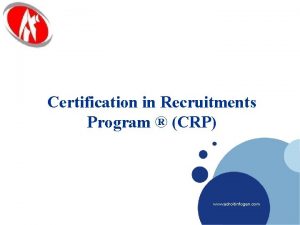 Certification in Recruitments Program CRP www adroitinfogen com