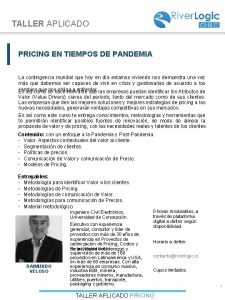 TALLER APLICADO PRICING EN TIEMPOS DE PANDEMIA La