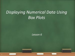 Displaying Numerical Data Using Box Plots Lesson 6