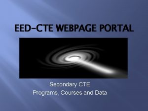 EEDCTE WEBPAGE PORTAL Secondary CTE Programs Courses and