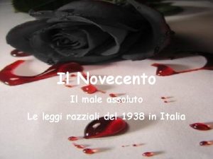 Il Novecento Il male assoluto Le leggi razziali