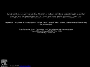 Treatment of Executive Function Deficits in autism spectrum