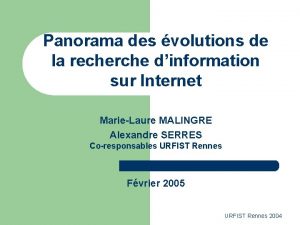 Panorama des volutions de la recherche dinformation sur