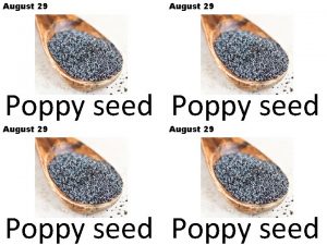 August 29 Poppy seed September 5 Mustard seed