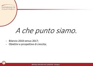 A che punto siamo Bilancio 2018 versus 2017