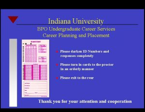 Indiana University BPO Undergraduate Career Services Career Planning