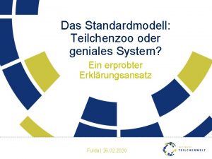 Das Standardmodell Teilchenzoo oder geniales System Ein erprobter