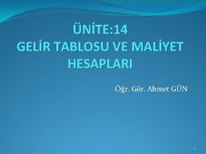 NTE 14 GELR TABLOSU VE MALYET HESAPLARI r