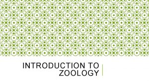 INTRODUCTION TO ZOOLOGY What is Zoology Zoology is