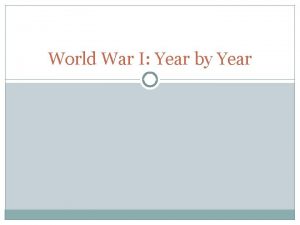 World War I Year by Year World War