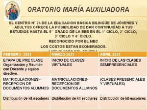 ORATORIO MARA AUXILIADORA EL CENTRO N 24 DE