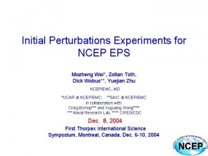 Initial Perturbations Experiments for NCEP EPS Mozheng Wei