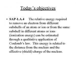 Todays objectives SAP1 A 4 The relative energy