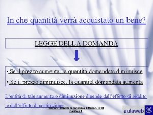 In che quantit verr acquistato un bene LEGGE