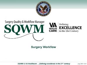 Surgery Qualityand Workflow Manager Surgery Workflow SQWM VA