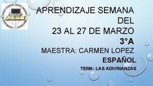 APRENDIZAJE SEMANA DEL 23 AL 27 DE MARZO