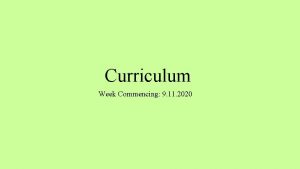 Curriculum Week Commencing 9 11 2020 This Week