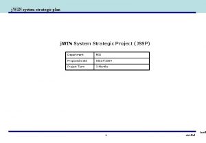j WIN system strategic plan j WIN System