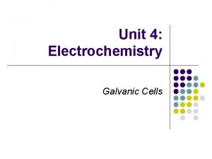 Unit 4 Electrochemistry Galvanic Cells Some basic definitions