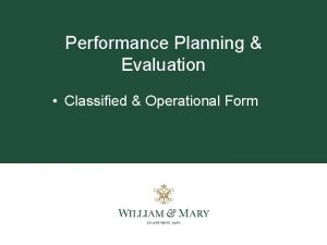 Performance Planning Evaluation Classified Operational Form Form Updates