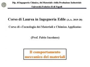 Dip di Ingegneria Chimica dei Materiali e della