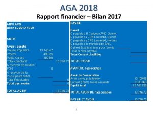 AGA 2018 Rapport financier Bilan 2017 PASSIF ABVLACS