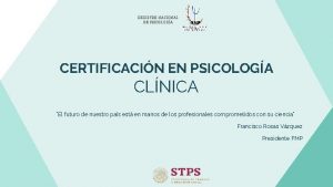 REGISTRO NACIONAL DE PSICOLOGA CERTIFICACIN EN PSICOLOGA CLNICA