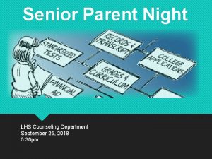 Senior Parent Night LHS Counseling Department September 25