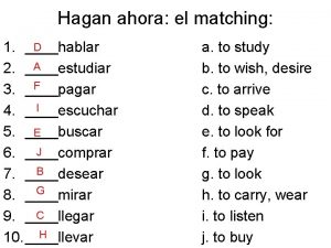 Hagan ahora el matching D 1 hablar A