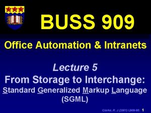 BUSS 909 Office Automation Intranets Lecture 5 From