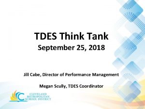 TDES Think Tank September 25 2018 Jill Cabe
