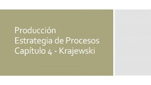 Produccin Estrategia de Procesos Captulo 4 Krajewski Estrategia