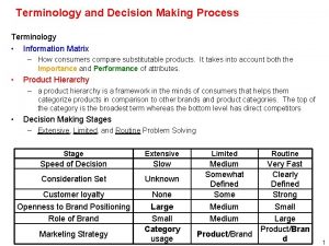 Terminology and Decision Making Process Terminology Information Matrix