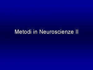 Metodi in Neuroscienze II In base a ci