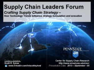 Supply Chain Leaders Forum Crafting Supply Chain Strategy