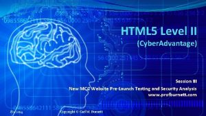 HTML 5 Level II Cyber Advantage Session III