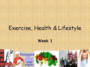 Exercise Health Lifestyle Week 1 Learning outcomes By