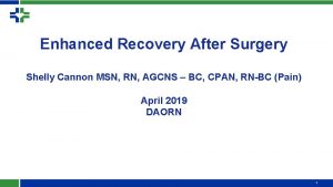 Enhanced Recovery After Surgery Shelly Cannon MSN RN