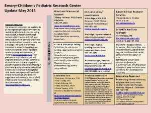 EmoryChildrens Pediatric Research Center Update May 2015 Grant