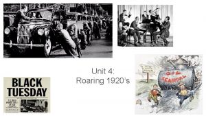 Unit 4 Roaring 1920s Roaring 20s Era characterized