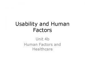 Usability and Human Factors Unit 4 b Human