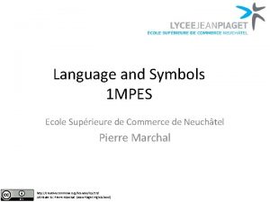 Language and Symbols 1 MPES Ecole Suprieure de