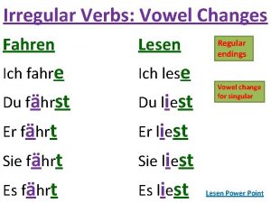 Irregular Verbs Vowel Changes Fahren Lesen Ich fahre