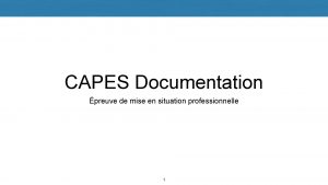 CAPES Documentation preuve de mise en situation professionnelle
