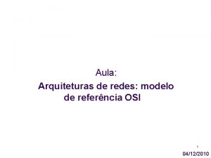 Aula Arquiteturas de redes modelo de referncia OSI