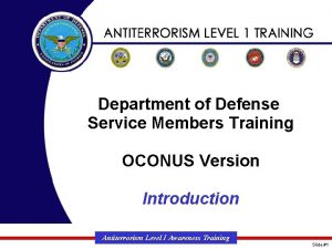 Department of Defense Service Members Training OCONUS Version