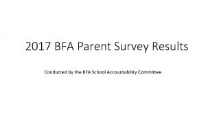 2017 BFA Parent Survey Results Conducted by the