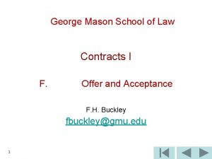 George Mason School of Law Contracts I F