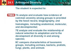 24 1 Arthropod Diversity TEKS 7 A 7