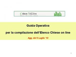 Guida Operativa per la compilazione dellElenco Chiese on